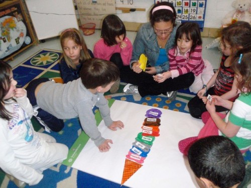 Fay Ventouris and Clarke Elementary School children