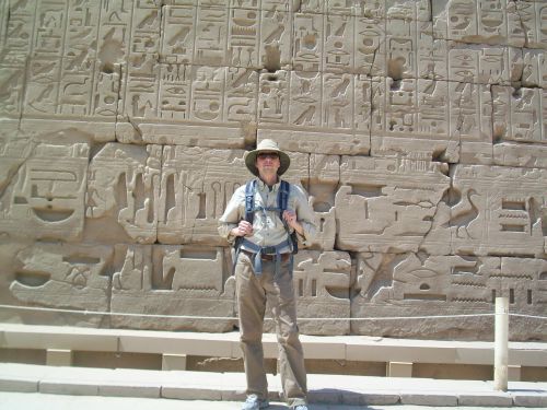 Zach Newell standing in the Karnak Temple in Luxor, Egypt