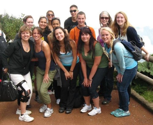 Salem State students in the Spanish immersion program in Heredia, Costa Rica, July 2012, while on a hike to Poas Volcano