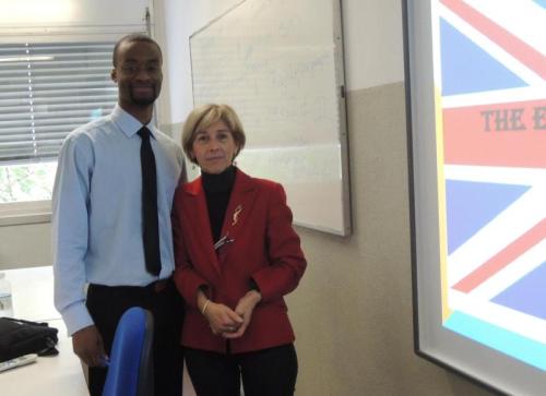 Karl Limage with the English teacher he works with in Italy