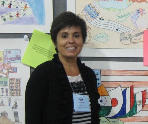 MAT in Spanish alumna Lillian Duffy at the MaFLA Advocacy Booth